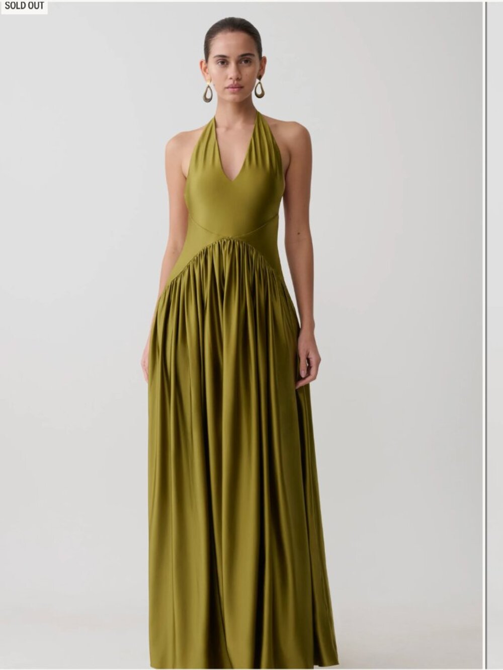 MESHKI Cypress Halter Maxi Dress Olive BNWT - Never Been Worn - Size Small